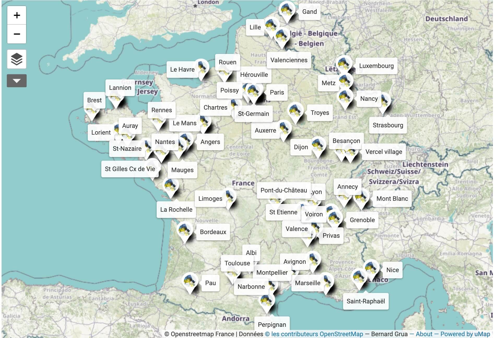 Carte france manifs 24 fev