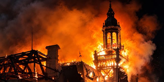 Mairie de Limoges en feu