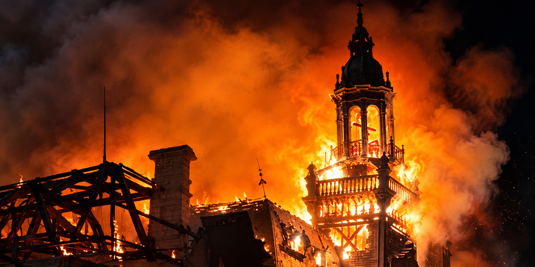 Mairie de Limoges en feu